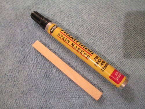 Cherry stain pen for the stowage board
