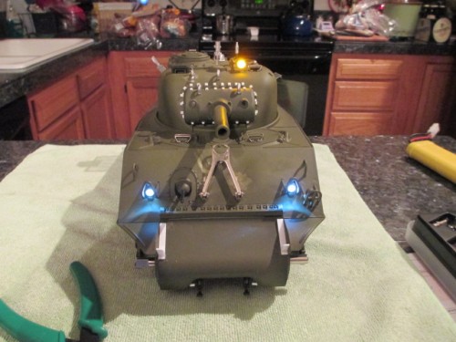 Working headlights and searchlight
