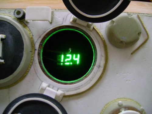 Voltmeter nice and bright through the hatch.