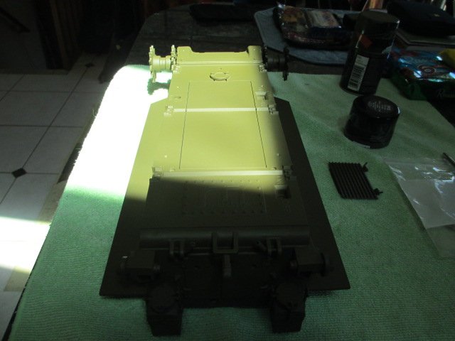 Primered and painted lower hull