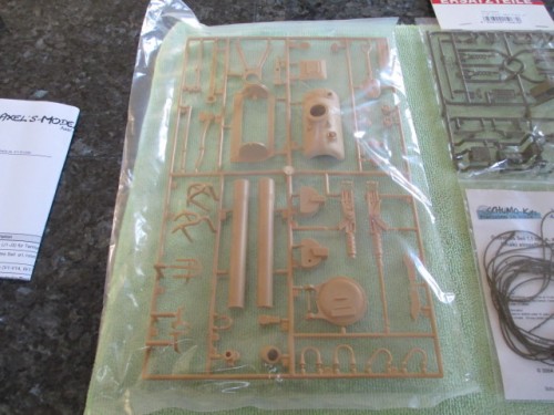 Tamiya sprue with  new light guards, tools, lifting hooks and siren face