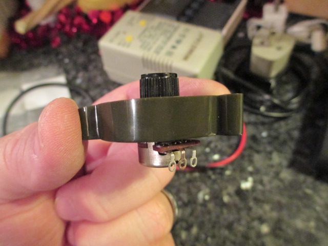 Make sure pot is aligned so minimum volume marker on the knob is in front and easily seen.