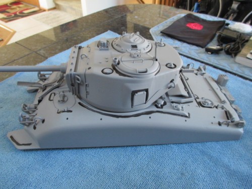 Tamiya Primer with flat black shadow applied