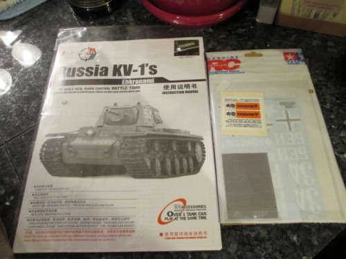 Box included basic manual which had little to do with this series of tank and the Capture KV-2 decals I had ordered as well.