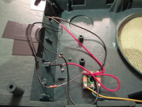 A picture of the completed wiring, soldered into place.