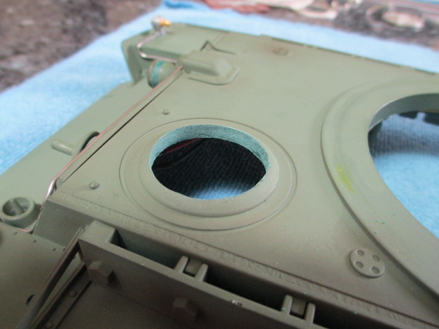 Driver's hatch drilled out with the 1 inch bit