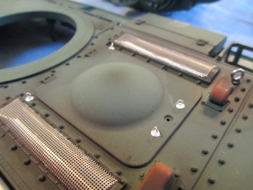 Silver eyelets added by drilling with #65 and gluing into place at top corners of Engine Hatch