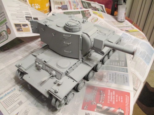 A couple of good coats over the entire tank used up almost the entire can of primer.