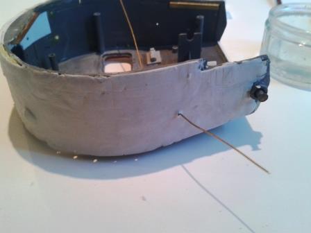 I had already drilled holes to help me locate the turret vision port and spare track support brackets.jpg