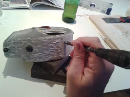 A rougher texture for the zimmerit was then added using my trusty old screwdriver.jpg