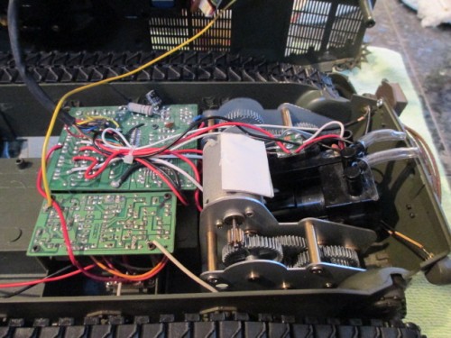 The old RX-13 board and receiver which to my surprise had a couple of pin plug-ins on the bottom of it.