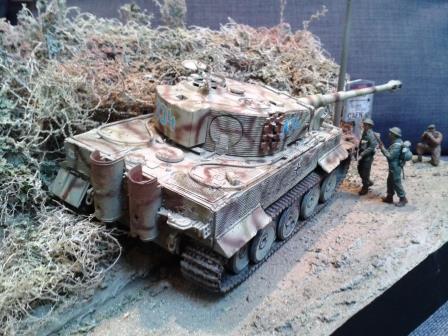 My son's 1 35th scale diorama of Tiger 334 abandoned at Rauray, 27 June 1944.jpg