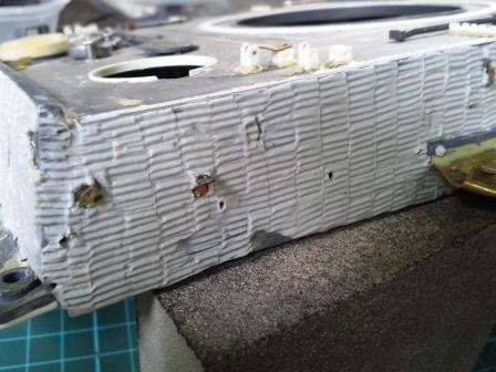 The pins which I had used to mark the position of the track guard mounts were then removed....jpg