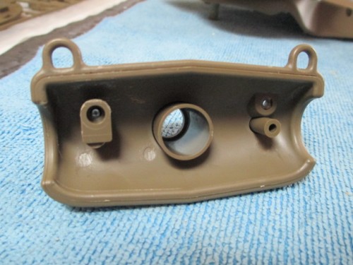 Scratched an led mount for the co-ax mg from a left over Tamiya trunnion part.  It worked great but took up too much space.  Back to the drawing board.