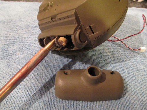 Ready to pin and mount.  Note the new led mount attached directly to the mantlet spade.