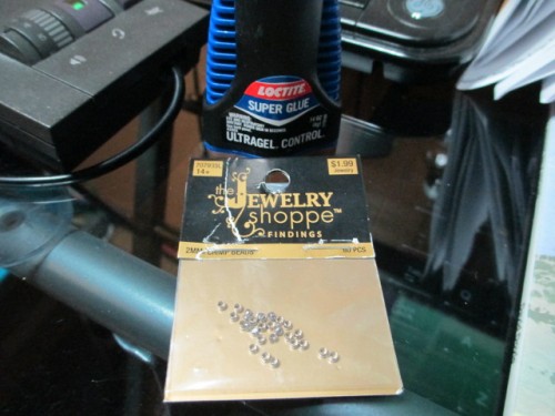 2mm steel crimp beads substituted for bolt heads and snaps