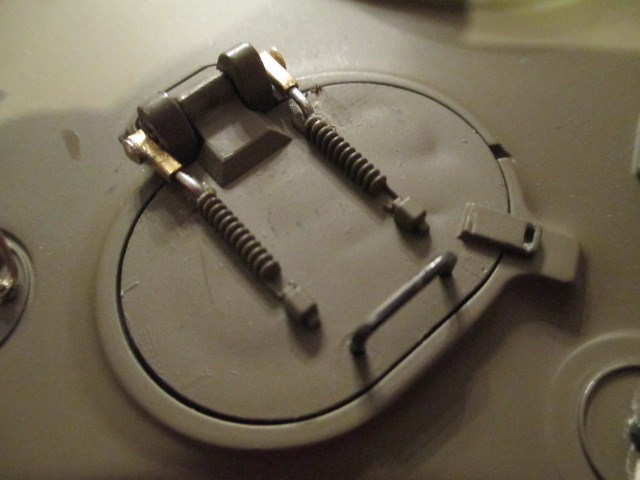 Another view of the hinges.  Made of hollow brass strut and steel pins and brass nails, they are lubed to work smoothly.