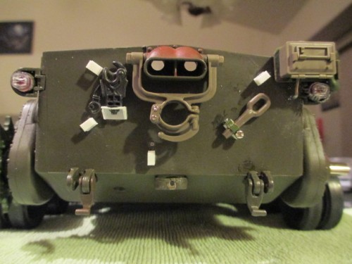 Using clear tube and the correct Tamiya lenses, covers were made for the tail lights.  They will be painted to match once that phase of the build begins.