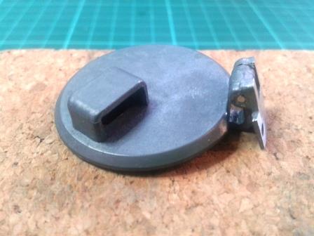 Taigen driver's hatch with the hinge mount sanded down to allow the hatch to pass the vertical when open.jpg