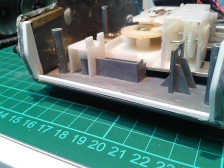 Here a piece of square section plastic rod has been glued beneath the turret roof - in the later mod I did the same but moved it back in line with the new turret roof profile.jpg