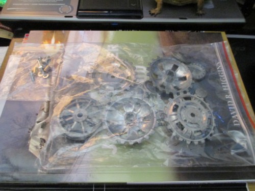 Metal sprockets and idlers.