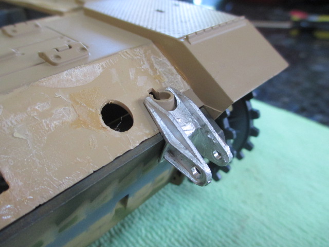 Test fitting of the early tow shackle mounts