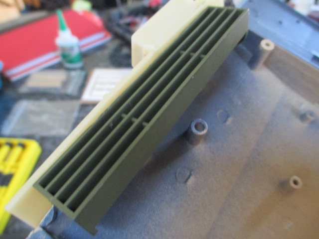 I think that using this spare Sherman exhaust redirector will give me a stout base to build the full width StuG air grill.