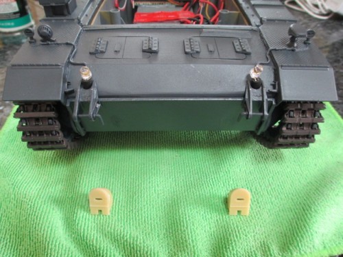 Top view of the LEDs in their rubber stems with the assembled armored covers