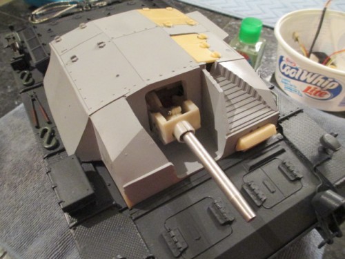 Will look better once the mantlet is mounted and the barrel arm is shortened.