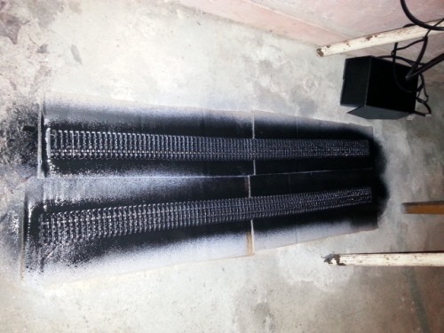 Tracks coated with stone chip will be painted later when i get some paint and if i decide to paint brown with tad of rust or spray black/gray with rust aint decided yet