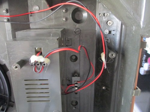 Underside and wiring for the On-Off switch