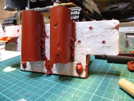 Fun with the zimmerit then commenced with my trusty Magic Sculp - here a rough layer has been applied.jpg
