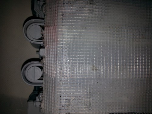 Close up view waffle patern glued to back end
