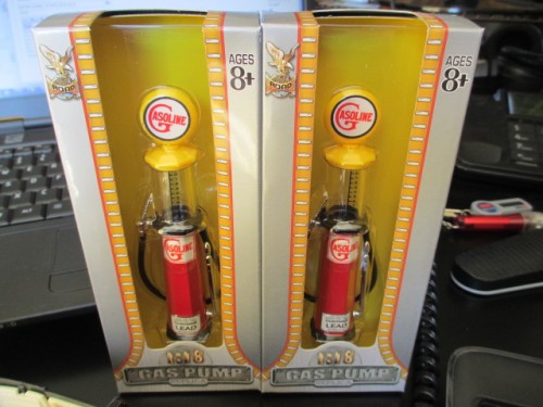 Diecast and glass 1930's gasoline pump period pieces