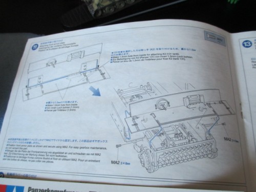 Step 11...Good thing I checked fitment because I had two overlapping plates on the front armor mounts backwards.   It always pays to read the destructions, folks.