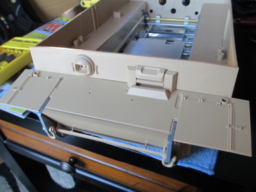 Holes for the shovel mount drilled and everything lined up and screwed together correctly.
