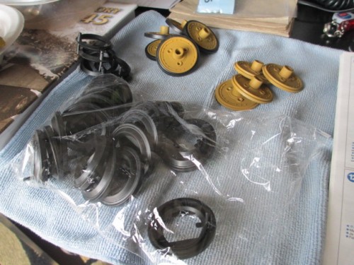 Tires and road wheels underway