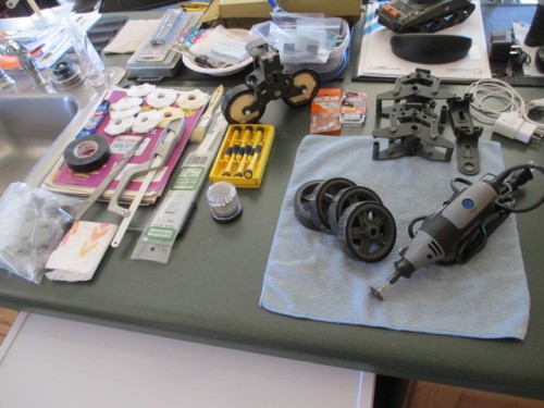Getting ready to cut the support spokes out of the road wheels and do some serious resin work.