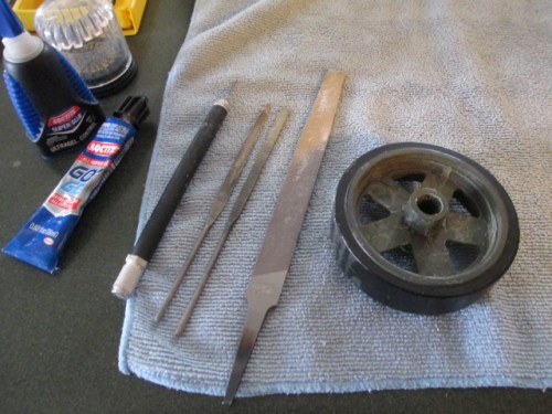 Spoke supports removed via Dremel tool