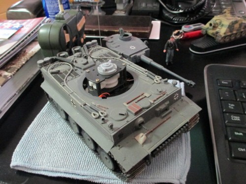 Turret rotated and removed, the Commander stands by awaiting the completion of the upgrade to his Tiger