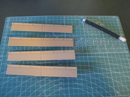 Parts scribed with Exacto into separate sections