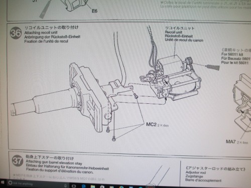 Step 36 and mounting the recoil gearbox