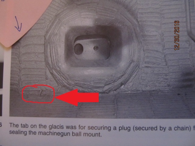 Tab for MG ball mount sealing plug with chain.