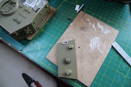 Defence portal glued in place, prior to sanding