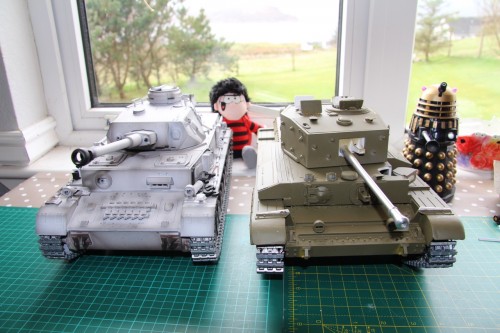 Cromwell and Taigen Pz IV with Dalek and Dennis the Menace..