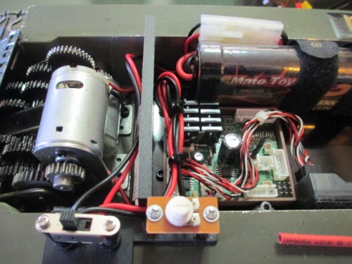 Wiring management to keep the battery switch wires  out of the gears and the engines' wires out of the way of the 360 unit.
