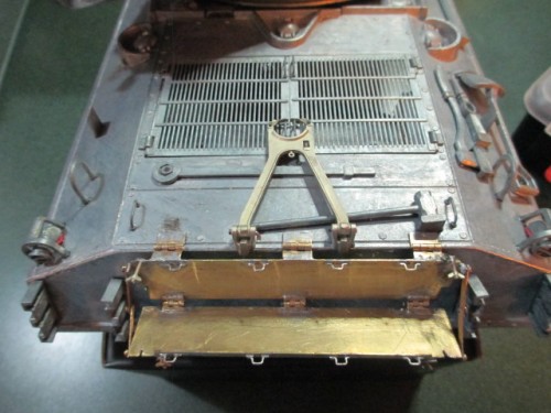 Holes drilled and the assembled Schumo Brace epoxied into place.  This piece required slight filing of the stops molded into each leg since it is intended for a sloping mount