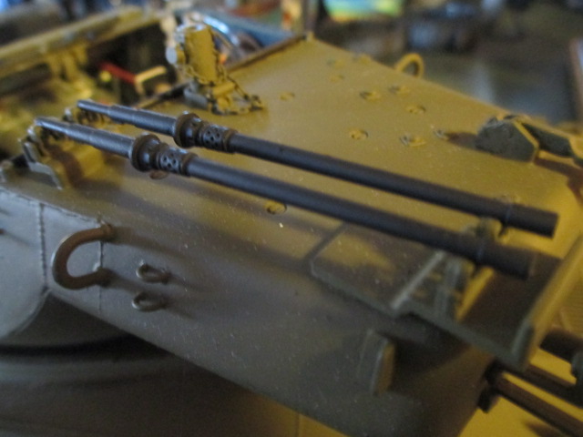 Spare .50 cal barrels painted and mounted.  Those clips don't work very well so a spot of UltraGel was used to ensure they stay in place