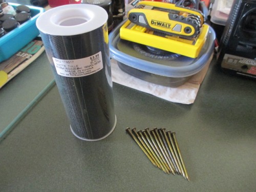 Starting out with some steel nails with the right diameter head and that black Tulle material.