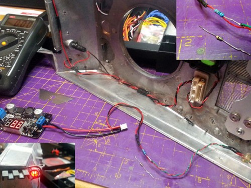Before fitting the 360 swivel, however, I tested all the Mato upper hull wiring (oh me of little faith :D ). What I found was that the load resistor on the tail lights was woefully inadequate. Doing the math (sort of) I'd reckoned around a 150ohm resistor was needed but what I found was a very sorry looking 60ohm component. These lights are connected direct to the smoker output by Mato. That means on a fully charged NiMh battery up to around 8.6v are pumped to these leds. This is less for the TK24 because it's proportional but with the TK22 it's full voltage all the time. When I put even 6v to the leds through this resistor it became very very hot indeed. In the end I used a readily available 330ohm resistor that allowed a fairly bright tail lights even at the lower proportional output of around 3.0v but run very cool even at the full 8.6 volts. <br />I thought I would add this for other owners, or potential owners, just to keep an eye on because I really don't think Mato did their homework when hooking up the tail light leds to the smoker output on the Clark board, especially considering they were/are supplying these tanks with the older TK22 (full voltage on the smoker output). The headlight output is controlled by a dedicated output on the Clark board and so doesn't present a problem like this.